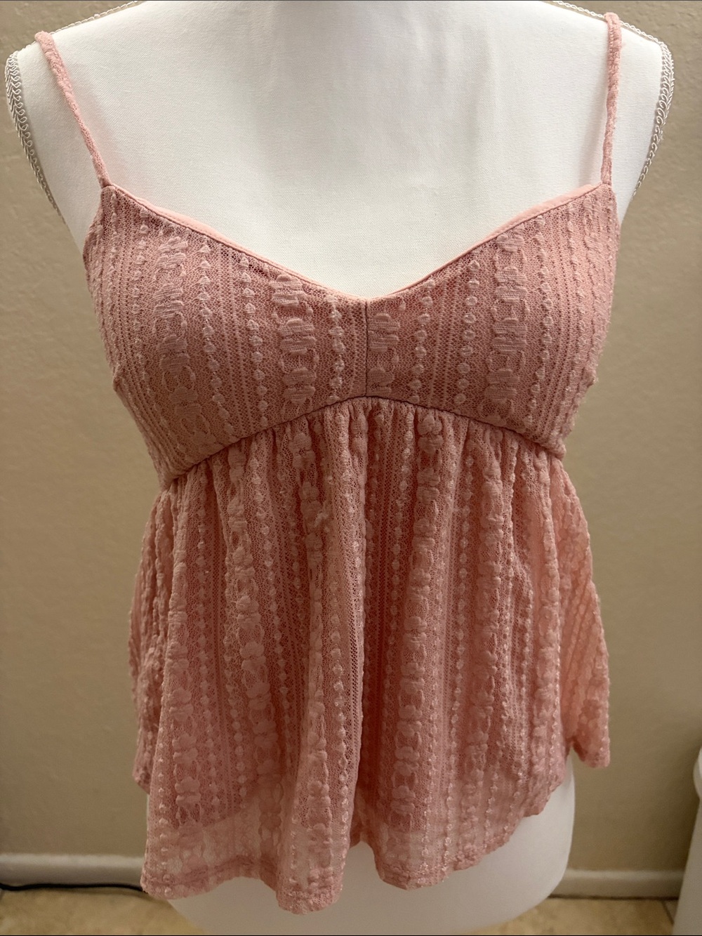 Derek Heart Blush Pink Lace-Trim Spaghetti Strap Camisole